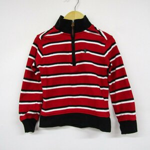 ポロ・ラルフローレン 長袖Tシャツ ハイネック ハーフジップ ボーダー柄 キッズ 男の子用 3/3Tサイズ レッド POLO RALPH LAUREN