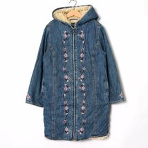 ギャップ デニムコート ロングコート 裏ボア アウター キッズ 女の子用 L/G(10)サイズ ブルー GAP_画像1