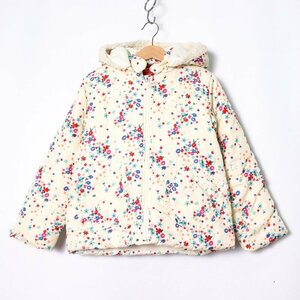  Moujonjon nylon jacket floral print with cotton jumper outer Kids for girl 130 size cream moujonjon