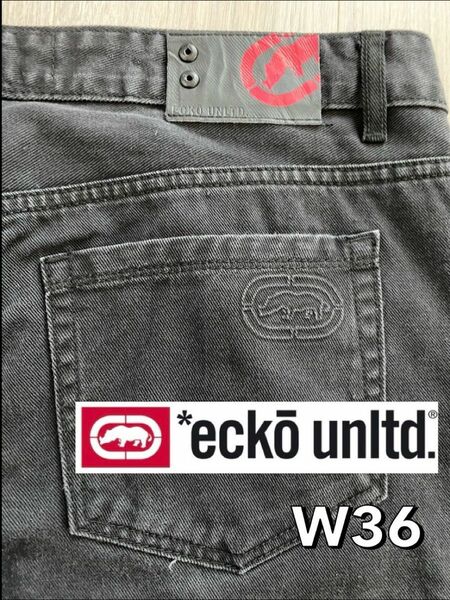  ecko unltd エコー ストレート ワイド デニム オーバーサイズ ビッグ 太い ブラック