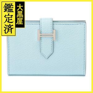 HERMES 　エルメス　ベアンカードケース ブループリュム/シェーブル/SV金具　B刻印　2023年頃　新品同様品　【472】KS