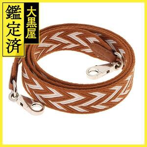 HERMES エルメス　 ショルダーストラップ 　バンドリエールサングル　カヴァル　　ゴールド(ブラウン)/ホワイト　シルバー金具　【472】H