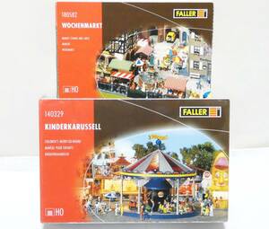 6456T/FALLER ファーラー HO 140329 Kinderkarussell　遊園地 メリーゴーランド&180582 Wochenmarket 市場の売店と小物/ストラクチャー