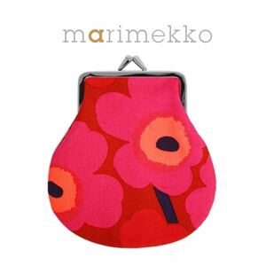 《マリメッコmarimekko／新品》がま口 コインケース 小物入れ／PIENI KUKKARO ウニッコ MINI UNIKKO／020310 301／レッド／MR000232