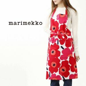 《マリメッコmarimekko／新品》PIENI UNIKKO APRONピエニ ウニッコ エプロン／064161 001／ホワイト/レッドMR000690