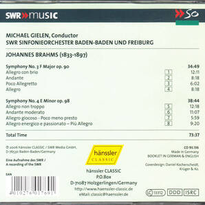 ◆送料無料◆ブラームス：交響曲第3番、第4番～ミヒャエル・ギーレン、バーデン＝バーデン・フライブルクSWR交響楽団 Import L9732の画像2