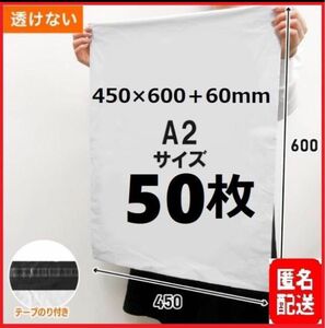 LDPE宅配袋 宅配ビニール袋 強力テープ付き 透けない 梱包資材 A2 a2 50枚