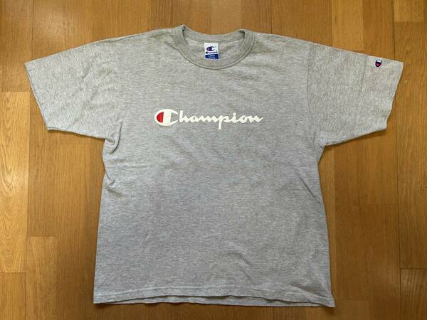 送料無料 チャンピオン USA製 Tシャツ Lサイズ グレー オートミール 刺繍タグ 丸胴 目無 トレーナー Champion トリコタグ 90sヴィンテージ