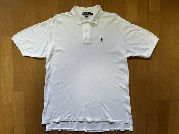 送料無料 ポロ ラルフローレン ポロシャツ USA製 Lサイズ 白 ホワイト ヴィンテージ Tシャツ 半袖 レア アメリカ製 Polo Ralph Lauren RRL