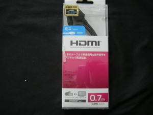 ELECOM・エレコム／＜HDMI*ミニコネクタ・1本のケーブルで映像信号と音声信号をデジタルで高速伝送・0.7m*DH-HD14EM07BK＞□彡『未使用品』