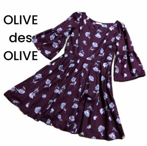 【OLIVE des OLIVE】パープル 花柄 ワンピース フリーサイズ