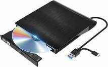 USB デスクトップパソコン CD DVDドライブ 外付け 静音 軽量 USB3.0超高速転送・極速読取 プレーヤー コンパクト バスパワー 薄型 type-c_画像1