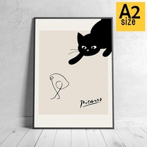 キャンバスアートポスター ピカソ 猫 オリジナルアート作品　A2サイズ _画像1