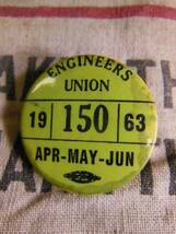 ⑦1963年 ビンテージ ３個セット ENGINEERS UNION (IUOE) 缶バッジ /ユニオンメイド/30S40S50S/ワーカー/ワークウェアー_画像6