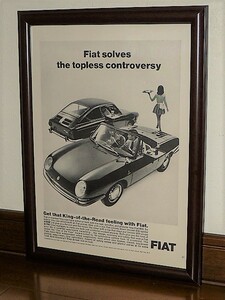 1967年 USA '60s 洋書雑誌広告 額装品 Fiat 850 フィアット / 検索用 ガレージ 店舗 BAR 装飾 看板 ( A4size・A4サイズ )