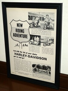 1963年 USA 60s 洋書雑誌広告 額装品 Harley Davidson (A4size) / 検索用 Duo-Glide FL FLH XLH XLCH Topper Pacer 店舗 ガレージ 看板 AD