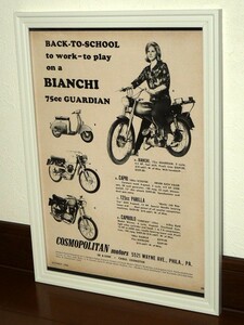 1964年 USA 60s 洋書雑誌広告 額装品 Bianchi ＋Capri + Parilla + Capriolo (A4size) /検索用 ビアンキ カプリ パリラ 店舗 ガレージ 看板