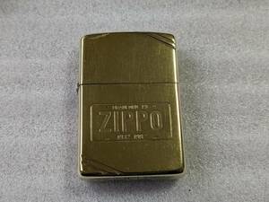 【送料140～】zippo 1982年製 「ZIPPO」復刻モデル オイルライター 真鍮 ゴールド ダイアゴナルライン ジッポ