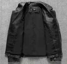 レザージャケット メンズ ハレージャケット バイクジャケット ユーズド加工　ライダース 牛革本革　革ジャン Ｍ～3XL_画像3