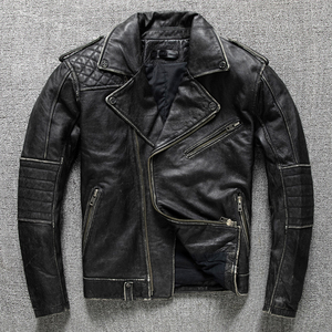 レザージャケット メンズ ハレージャケット バイクジャケット ユーズド加工　ライダース 牛革本革　革ジャン Ｍ～3XL