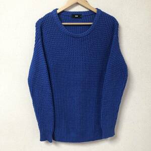  small size [HARE] Hare knitted sweater crew neck blue b lumen z casual cotton . plain simple tops S/Y1990BB