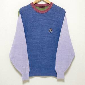 90’s【CHAPS Ralph Lauren】チャップス ラルフローレン オールド ヴィンテージ ニット セーター バイカラー 鹿の子 クレイジー L/Y2586j