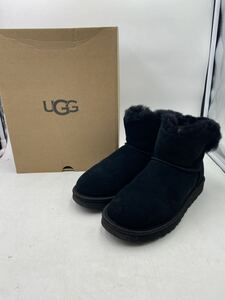 箱付 UGG アグ CLASSIC BLING MINI クラシック ブリング ミニ ショートムートンブーツ 24cm程度 ブラック ロゴ ラインストーン