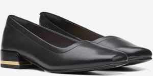 Clarks 26cm black Flat Loafer square tu leather soft slip-on shoes sneakers ballet pumps boots RRR114