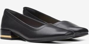 Clarks 25.5cm black Flat Loafer square tu leather soft slip-on shoes sneakers ballet pumps boots RRR114