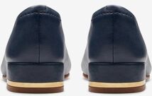 Clarks 25.5cm ネイビー ブルー フラット ローファー スクエアトゥ レザー ソフト スリッポン スニーカー バレエ パンプス ブーツ RRR114_画像3