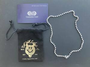 新同品｜Bill Wall Leather BALL CHAIN Neckless 4mm SKULL＆CB 18INCH｜シルバー｜ビル・ウォール・レザー｜BWL｜ボールチェーン｜スカル