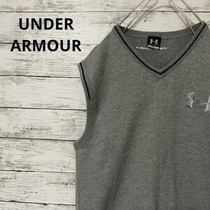 UNDER ARMOUR ニットベスト ロゴ 刺繍 Vネック グレー 人気