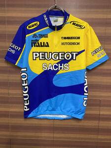 HO012 Peugeot PEUGEOT short sleeves cycle jersey yellow blue S