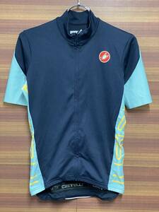 HN088 カステリ CASTELLI 半袖 サイクルジャージ 黒 水色 XS