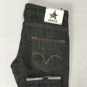 【美品】Levi's リーバイス BLACK 05004-0006 日本製 06年 スリムスキニー ローライズ ブラックデニム W30 スター ジップフライ 革パッチ