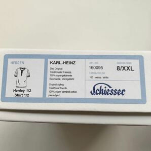 XXL 新品 Schiesser シーサー 定番 ヘンリーネック 半袖 Tシャツ KARL-HEINZ S/S 白 ホワイト 定1.32万 メンズ カットソー 160095 リブ袖の画像7