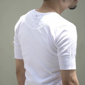 XXL 新品 Schiesser シーサー 定番 ヘンリーネック 半袖 Tシャツ KARL-HEINZ S/S 白 ホワイト 定1.32万 メンズ カットソー 160095 リブ袖の画像10