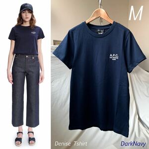 M new goods A.P.C. A.P.C. standard embroidery Logo Denise T-shirt .1.54 ten thousand dark navy lady's APC thick 2023SS short sleeves free shipping 