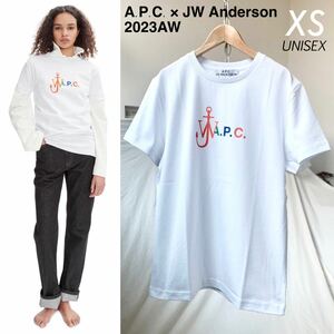XS 新品 2023AW A.P.C. X JW ANDERSON アンダーソン コラボ ロゴ Anchor Tシャツ 定2.2万 白 ユニセックス レディース APC ホワイト