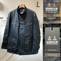 新品 BARBOUR INTERNATIONAL バブアー インターナショナル ライトウェイト ワックス バイカー ジャケットDUKE メンズ L 黒 送料無料_画像1