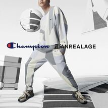 新品 Champion チャンピオン x ANREALAGE アンリアレイジ コラボ パッチワーク ジップ スウェット ブルゾン L 定3.74万 グレー 送料無料_画像10