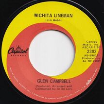 Glen Campbell Wichita Lineman / Fate Of Man Capitol US 2302 205365 ROCK POP ロック ポップ レコード 7インチ 45_画像1