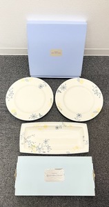 【JBI 3936】 1円〜 未使用 WEDGWOOD ウェッジウッド MEADOW FLOWERS プレート ペア 2点セット ＆ 長皿 箱付き コレクション 中古 現状品 