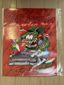 レア！2000 エドロスサイン入り！ラットフィンク ポスター②RATFINK EDROTH MOONEYES エドロスムーンアイズ