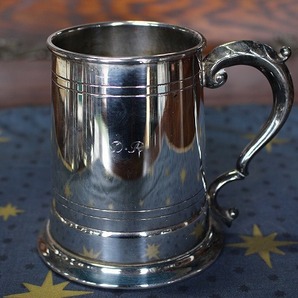 ★送料無料★イギリス アンティーク シルバープレートマグカップ タンカード マグカップ ビールジョッキ 英国製 s-3の画像1