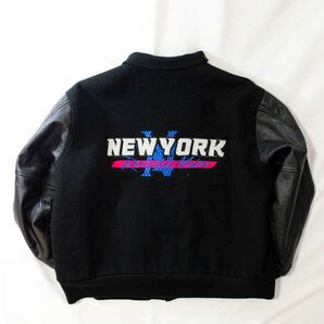 90s GAME SPORTSWEAR バーシティジャケット　スタジャン　レザー ヴィンテージ ブラック 本革 ジャケット