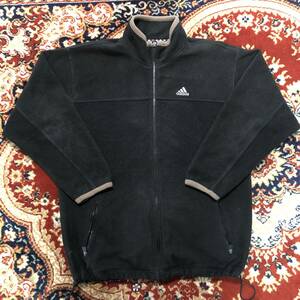 90年代　adidas　フリースジャケット　アディダス　90s　白タグ　1990年代　XL　黒　BLK　ヴィンテージ　古着　eBay　イーベイ　