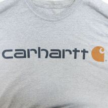 XL/古着 カーハート Carhartt 半袖 ブランド Tシャツ メンズ ビッグロゴ クルーネック グレー 霜降り 22may19 中古 7OF_画像2