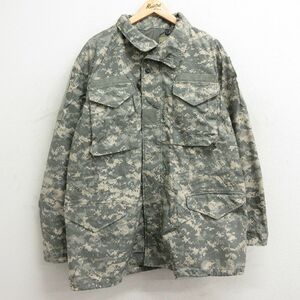 XL/古着 長袖 ミリタリー フィールド ジャケット メンズ 00s M-65 デジタルカモ ロング丈 グレー系他 迷彩 23dec28 中古 アウター フライト