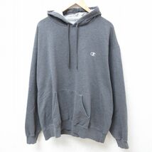 XL/古着 チャンピオン Champion 長袖 スウェット パーカー メンズ ワンポイントロゴ 大きいサイズ グレー 霜降り 24jan05 中古 スエット ト_画像1